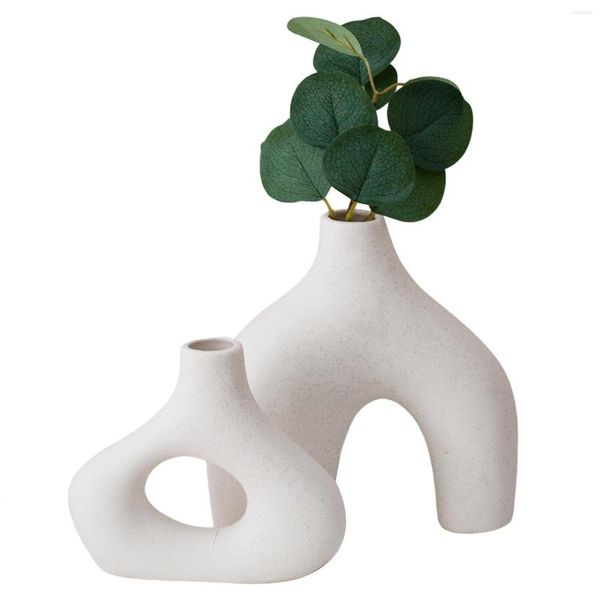 Vases 2pcs cadeaux salon fleur séchée pour pampas herbe chambre vase en céramique esthétique décor à la maison ornement table étagère moderne blanc