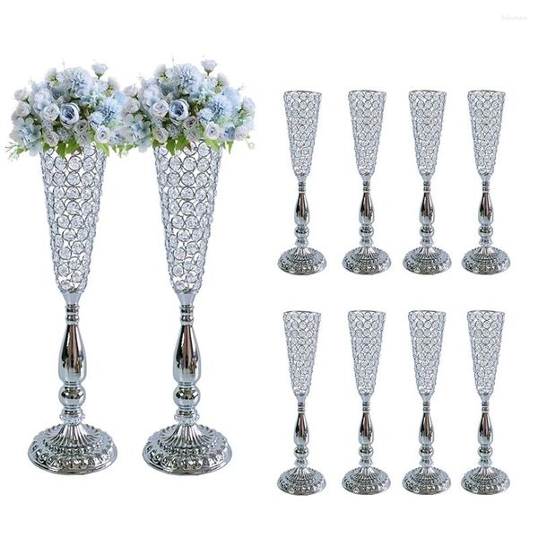 Vases 2 pièces/lot décoration de la maison support de fleur or cristal table de mariage pièce maîtresse grand vase en métal pour les événements de fête anniversaire