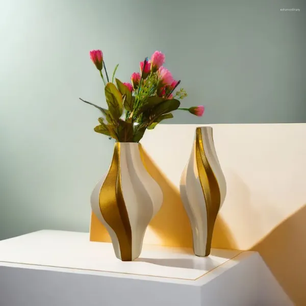 Vases 2PCS / Luxury Luxury Céramique Vase Decoration Salon TV Cabinet Flower Arrangement Flower