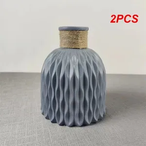 Vases 2pcs Nordic Flowing Vase Home Decor Imitation Plastic Imitation Céramique Panier incassable pour le mariage Salle moderne