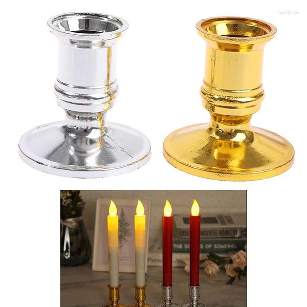 Vases 2PCS / Set Gold ou Silver Pilier Base Base Contest Solder Candlestick Christmas Party Decoration
