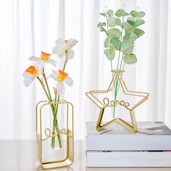 Vases 2 pièces / ensemble unique simple rectangle forme support métallique plante vase pot de fleur cadeau léger