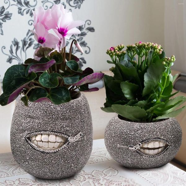 Vases 2 pièces dents d'horreur uniques pot de fleur Halloween décor à la maison ornement de bureau support succulent cadeaux créatifs