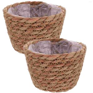 Vases 2pcs Planter des fleurs de plante tissée Plancherie de rangement de fleurs pour extérieur intérieur (couleur aléatoire)