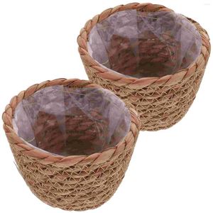 Vases 2pcs Planter de bas panier de rangement de fleurs en pot tissé pour intérieur (couleur aléatoire)