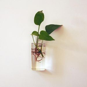 Vases 2x Rectangle Tenture murale Vase à fleurs en verre Conteneur de terrarium hydroponique