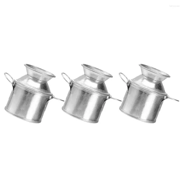 Vases 3 PCS Metal Flower Vase Vase Puche en étain seau minuscule maison Idées de décoration de maison ACCESSOIRES MINIATURES JARDING