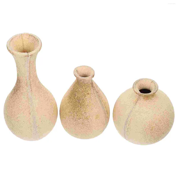 Vases 3 pcs décor de vase en bois pour bricolage vide artisanat à main le support de fleur de bureau matériau enfant inachevé