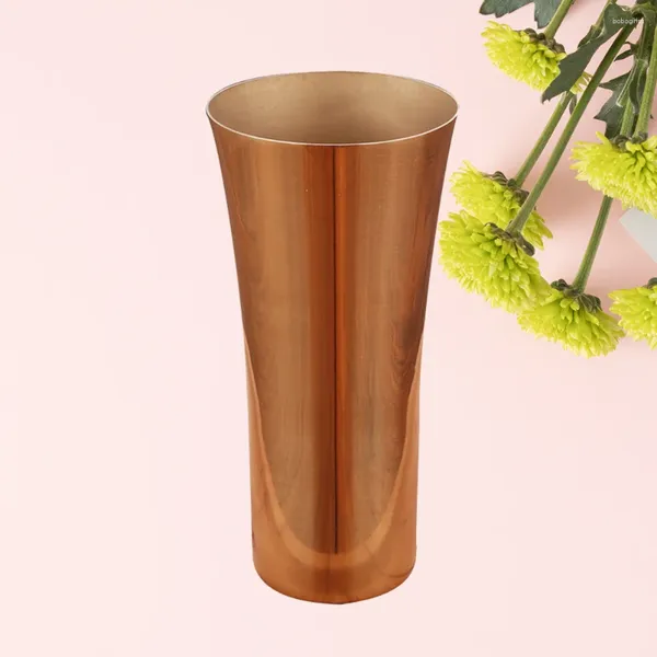 Vases Porte-fleurs enduit de vase en acier inoxydable 304 avec surface polie miroir et tréfilage à l'intérieur (or rose)