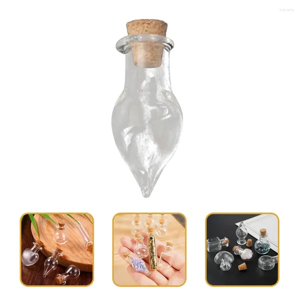 Vases 32 PCS Mini Bottle Drift Bottle en verre boutonné Bouteilles en verre Petite longe Phone Pendante Pocte de flacon de souhaits Ordinaire pour décoration