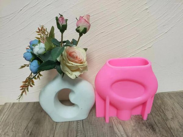 Vases 3D rond ciment vase silicone moule ornements créatifs gypse bricolage époxy plâtre béton pot de fleur moule décor à la maison