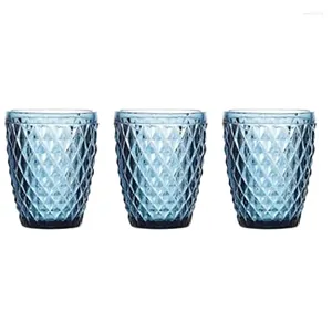 Vases 3PCS 220 ml Blue Glass Water tasse pour le vin et les boissons gazeuses La texture est claire en cristal transparent
