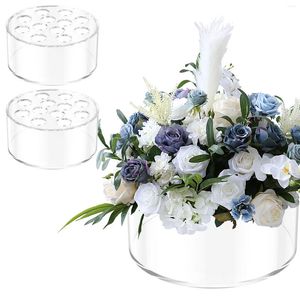 Vazen 3 stuks acryl bloemenvaas 12 gaten helder 14 cm rond bloemen middelpunt decoratieve houder met voor