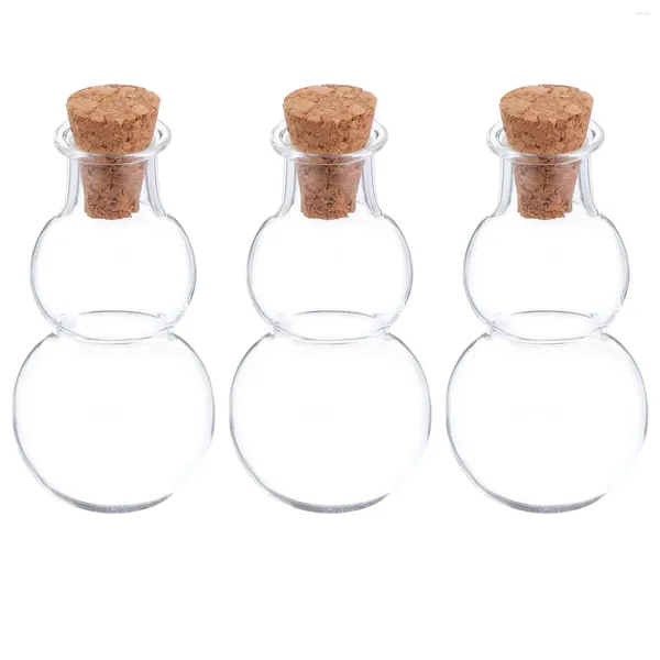 Vases 3pcs Gourde Forme Message Pots Verre Bouchonné Souhaitant Bouteilles DIY Décoration