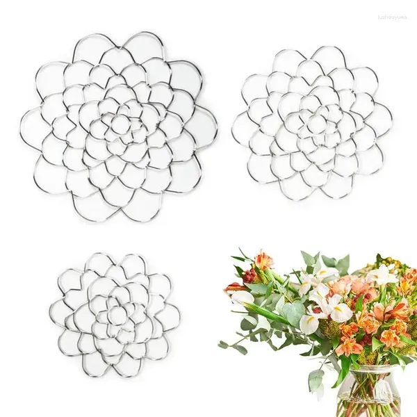 Vases 3pcs / Set Fleur Floral Insert Bouquet Arrangement Bague En Acier Inoxydable Arrangeur Pour La Fixation À La Maison Plantes