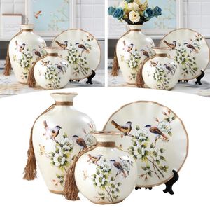 Vases 3X Modèle d'oiseau en céramique de style chinois magnifique