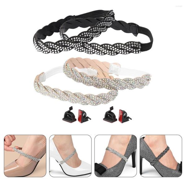 Jarrones 4 PCS Tacones altos Anti Drop Zapatos de mujer Accesorio Correas de reemplazo Cordón Seguir Anti-suelto Elástico