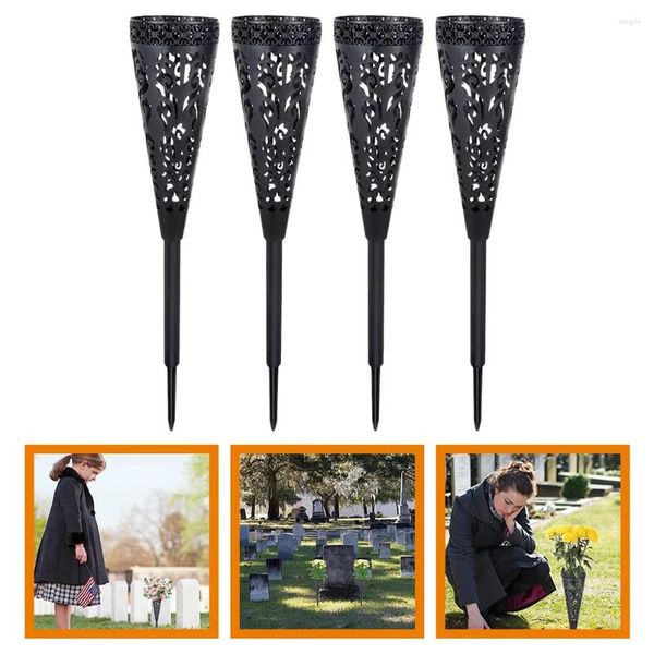 Vases 4 PCS Memorial Grave Flower Cemetery Suppro Supply Livre Fleurs Conical Abs Graves Plastic à pointes