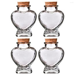 Vases 4 pcs mini décor bricolage souhaitant la bouteille en verre dérive vides bouteilles décoratives en forme de cœur