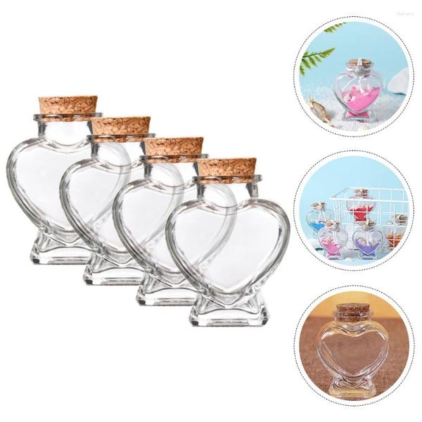 Vases 4 PCS Small Glass Drifting Cork Conteners