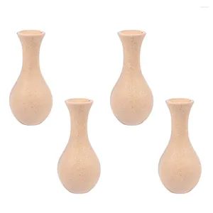 Vases 4 pcs corps blanc vase modèle en bois fleur bureau bouteille peinture à la main modèles d'embryon décor