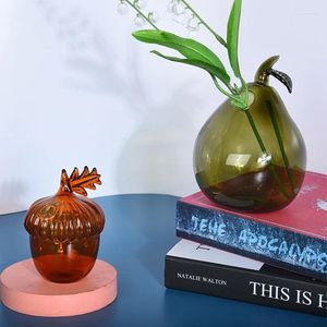 Vases 4 styles grenade noisette poire gourde forme fleur vase créatif mignon verre maison table étagère avant décoration de jardin