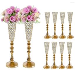 Vazen 4pcs/Lot Home Decoratie Bloemstand Gold Crystal Wedding Tafel Middelpunt Hoge metalen vaas voor feestevenementen Verjaardag