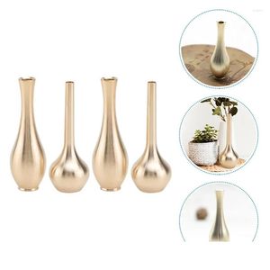 Vases 4pcs Miniature Copper Vase Vase Flower Bud Table Floral pour la décoration intérieure Centres de table de salon