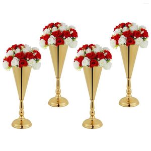 Vazen 4 stks/set 14,7 inch hoge vloer voor woonkamer bruiloft bloem goud vaas tafel middelpunt receptie feest huisdecoratie