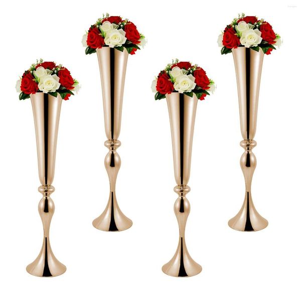 Vases 4 pièces/ensemble 29.5 pouces de haut or Pots de fleurs décoratifs Vase en métal centres de table de mariage pour Tables fête décoration nordique maison