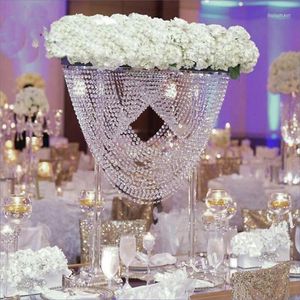 Jarrones 4pcs) Soportes de mesa de boda de acrílico transparente Centros de mesa Decoraciones para flores Soporte de exhibición transparente