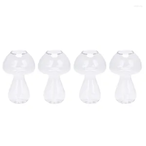 Vases 4x bouteille de vase en verre transparent pour décorations de fleurs de plantes - champignons