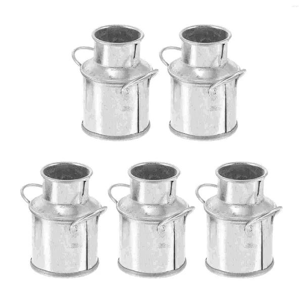 Vases 5 pcs Cactus Planteur Lait Pichet Tin Seau Adorable Fer Artisanat Mini Pot Baril Micro Paysage Jardin Décor