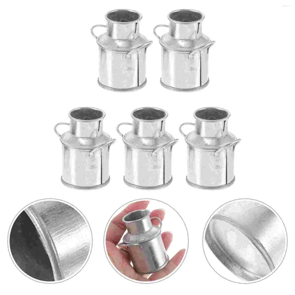 Jarrones 5 uds jarra de leche cubo de lata Mini maceta decoración accesorios de coche adorno en miniatura maceta adornos artesanías de barril de hierro