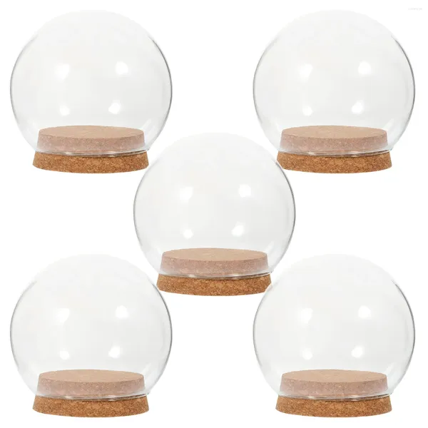 Jarrones 5 PCS Cúpula de vidrio transparente Cubierta de paisaje Vitrina a prueba de polvo Bell Jar Decoraciones de flores preservadas transparentes