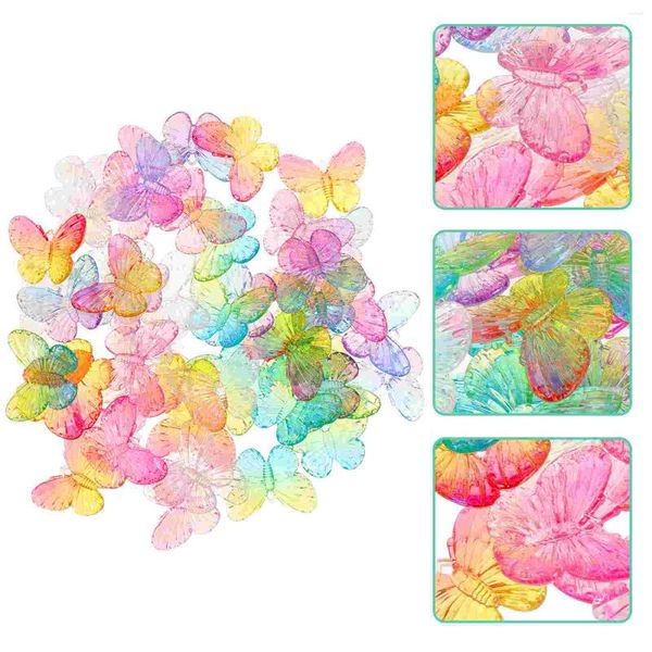 Vases 50 pcs colliers faits à la main acrylique papillon bricolage artisanat décors amulette papillons artificiels épingle à cheveux faisant matériel cas de téléphone