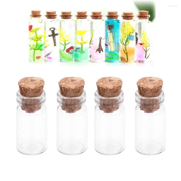 Vases 50pcs mini bouteilles en verre avec bouchons en liège pots de souhaits de bricolage transparents pour la fête de mariage de message