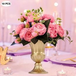 Vases 6.3 "H Her européen Retro Luxury Trumpet Flower Vase Mariage Party Afficher Table maître de la salle maîtresse Décoration 10pcs