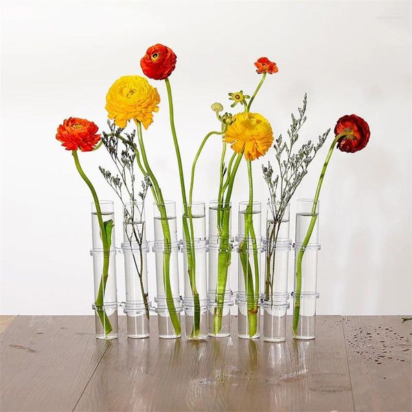 Vases 6 / 8pcs en verre transparent tube à essai de vase
