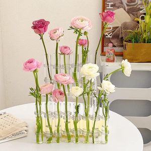 Vases 6/8 pièces clair Tube à essai Vase en verre nordique moderne Floral hydroponique pour salon décoration de la maison accessoires pot de fleurs