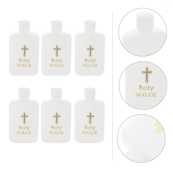 Vases 6 pièces bouteilles d'eau bénite de conception croisée conteneurs d'église rechargeables pour les fournitures de fête de baptême et d'exorcisme (