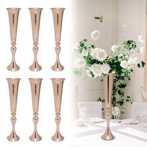 Vases 6 pièces trompette en métal centres de bureau Vase zone d'accueil Guide routier porte-fleurs hauteur accessoires de mariage 230425