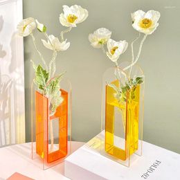 Vases 6styles demi-transparent forme géométrique fleur art hydroponique bouteille acrylique salon mariage bureau décoration