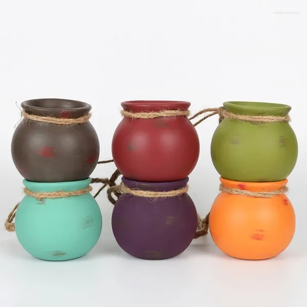 Vases 6x Pots suspendus Panier suspendu multicolore Planteur succulent Mini plante en céramique