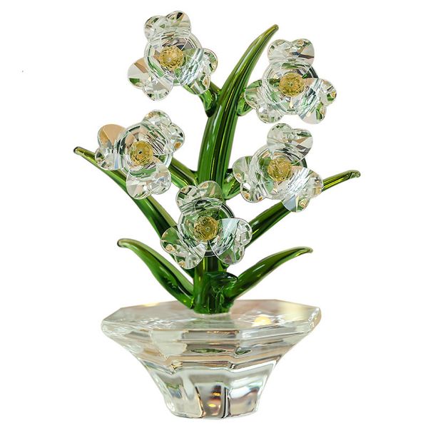 Vases 7 couleurs cristal fleur Figurines verre ornement presse-papiers maison mariage décor faveurs souvenir cadeau pour les amoureux 230425