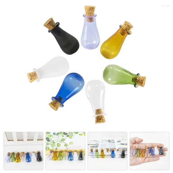 Jarrones 7 pcs contenedor tapa a la deriva Botella corcosa botellas de vidrio de vidrio festivo mensaje de almacenamiento festivo transparente