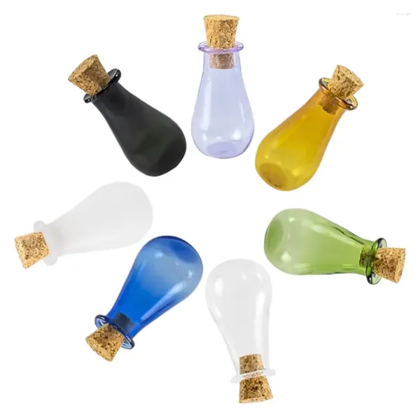 Jarrones 7 PCS Tiny Containers Botella a la deriva Vidrio Deseando Pequeño Tarro Almacenamiento Mensaje con corcho