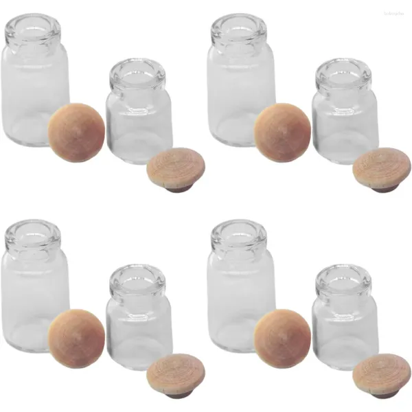 Vases 8 pièces Miniature nourriture et jeu bouteilles de pot en verre jouet petite maison décoration pour enfants ornement en bois enfant