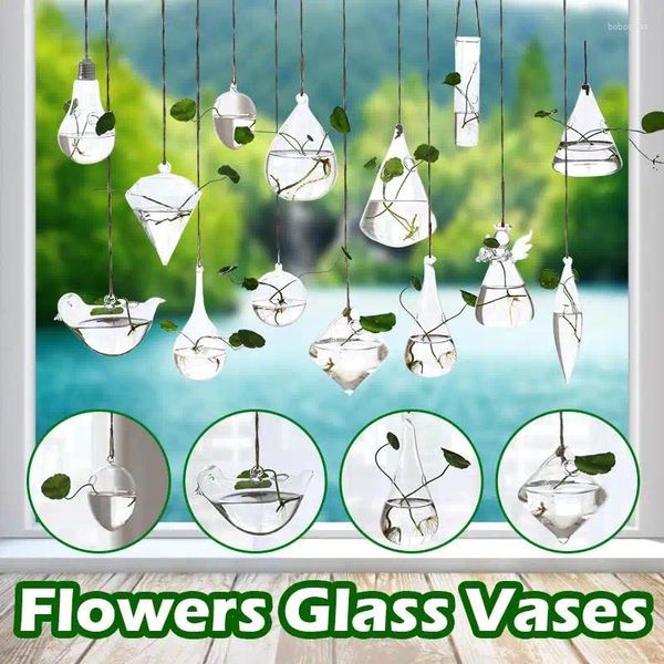 Jarrones 8 formas de florero colgante garrera de vidrio transparente jardín de bodas Decoración de la casa del jardín