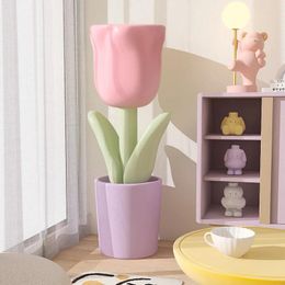 Vases 85cm décor de maison TULIP Vase Sculpture Advanced Living Room Storage Basin Ornements Artificial Flower Pot Nordic Decorations